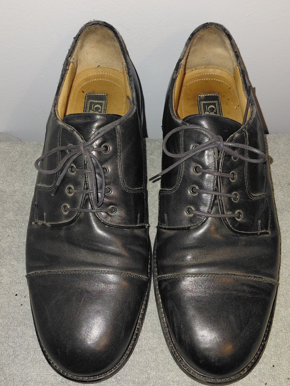 croft & barrow Black Leather Cap-Toe Derby Oxfords